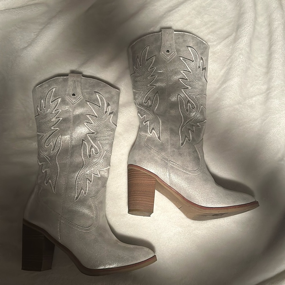 Silver cowboy boots